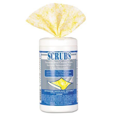 SCRUBS Towels & Wipes, Polypropylene, 30 Wipes, Lemon, 6 PK 91930